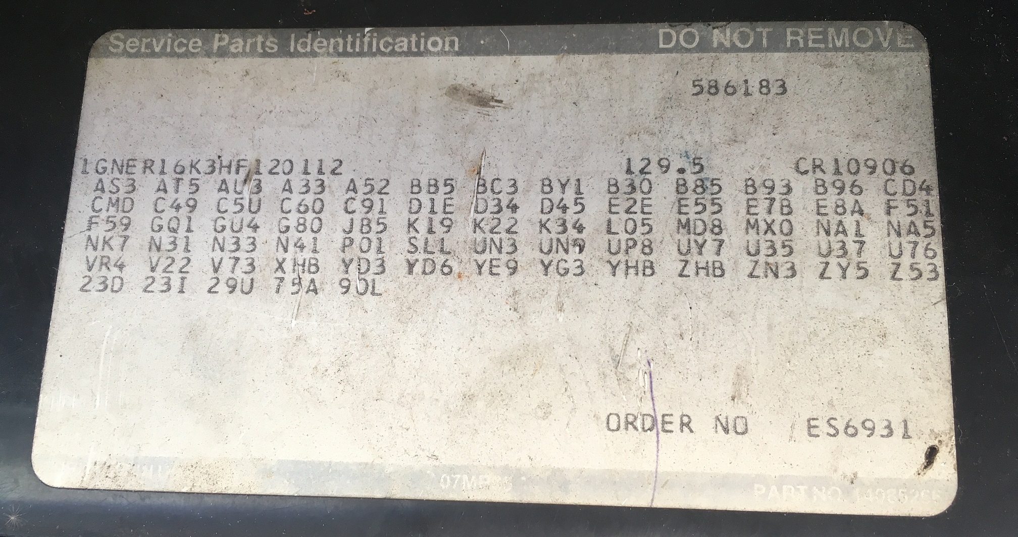 1987 Suburban RPO codes